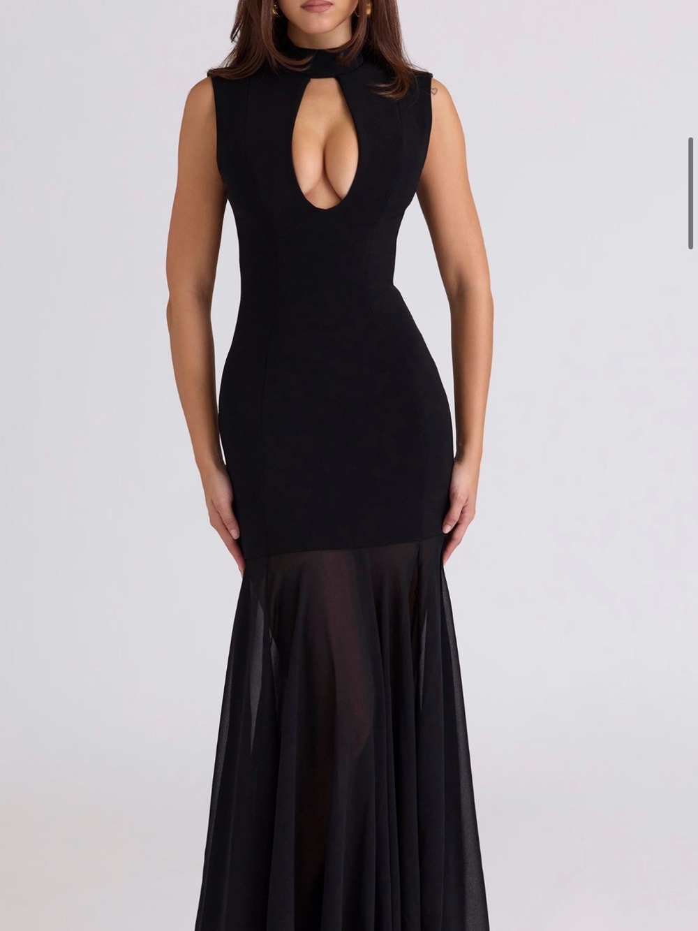House of CB Black Sleeveless Keyhole Mermaid Maxi Dress